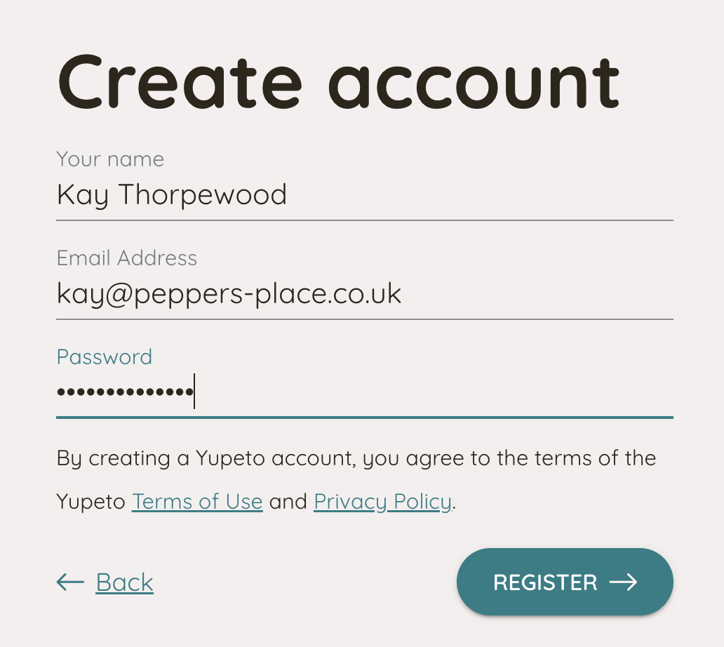 Register you Yupeto Account